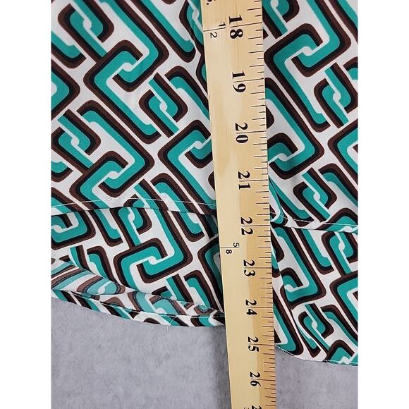 INTEMPO Green Geometric LS Tie Front Wrap Blouse Women's Plus 3X - Picture 8 of 12